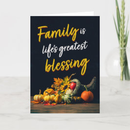 Cartão De Festividades Feliz Dia de Ação de Graças Família Bela Cornucópi
