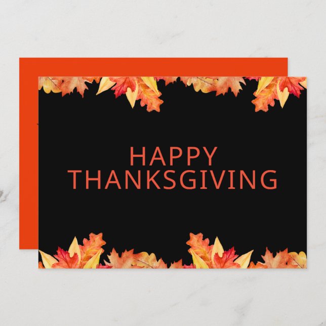 Cartão De Festividades Feliz Dia de Ação de Graças O Outono Deixa A Sauda (Frente/Verso)