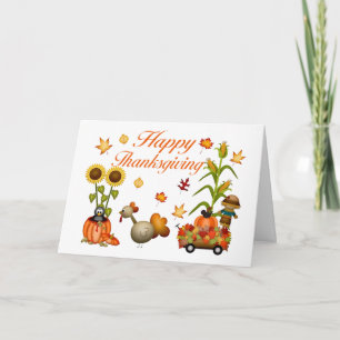 Cartão De Festividades Feliz Dia de Ação de Graças O outono Deixa Pumpkin