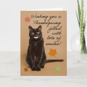Cartão De Festividades Feliz Dia de Ação de Graças para Qualquer Gato Eng
