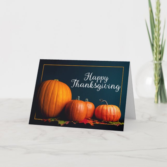 Cartão De Festividades Feliz Dia De Ação De Graças Para Todos Os Pumpkins (Frente)