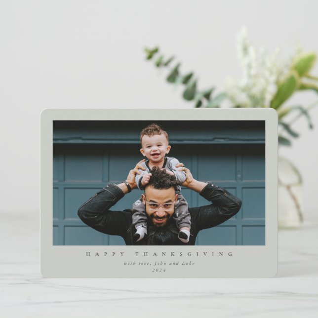 Cartão De Festividades Feliz Dia de Ação de Graças Simples Moderno com Fo (Em pé/Frente)