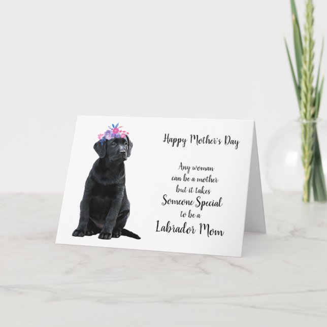 Cartão De Festividades Feliz dia de as mães Black Lab Dog - Mãe Labradora (Frente)