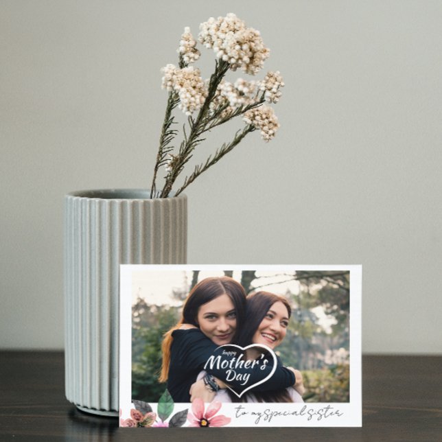 Cartão De Festividades Feliz dia de as mães Floral de Foto Personalizado  (Criador carregado)