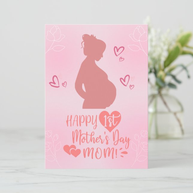 Cartão De Festividades Feliz Dia de as mães grávida da mamãe Card (Em pé/Frente)