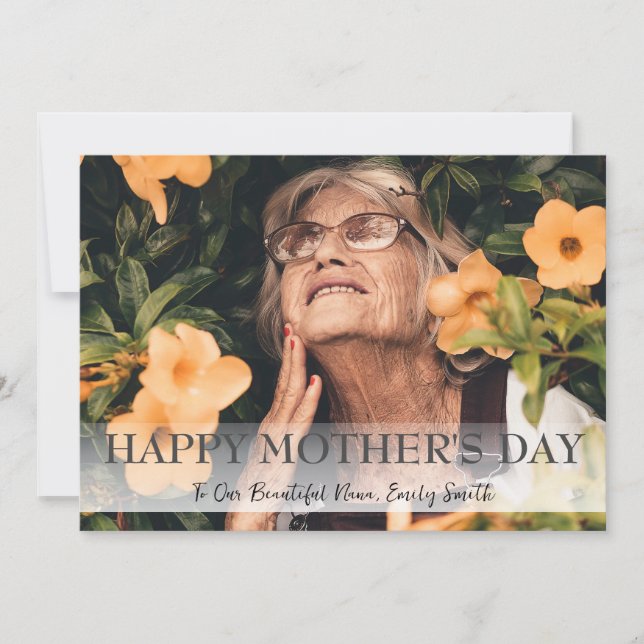 Cartão De Festividades Feliz dia de as mães, nana, foto simples da vovó (Frente)