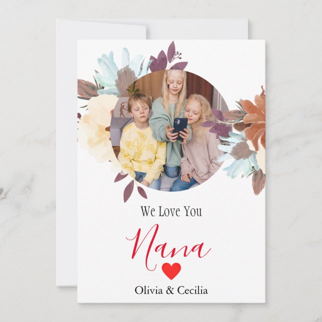 Cartão De Festividades Feliz dia de as mães, nana, foto simples da vovó (Frente)