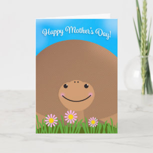 Cartão De Festividades Feliz Dia de as mães Tortoise Bonita Com Flores