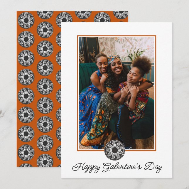 Cartão De Festividades Feliz Dia de Galentine Foto Padrão Africano (Frente/Verso)