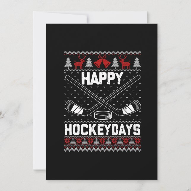 Cartão De Festividades Feliz Dia de Hockey Piadas Natal Jogador de Hóquei (Frente)