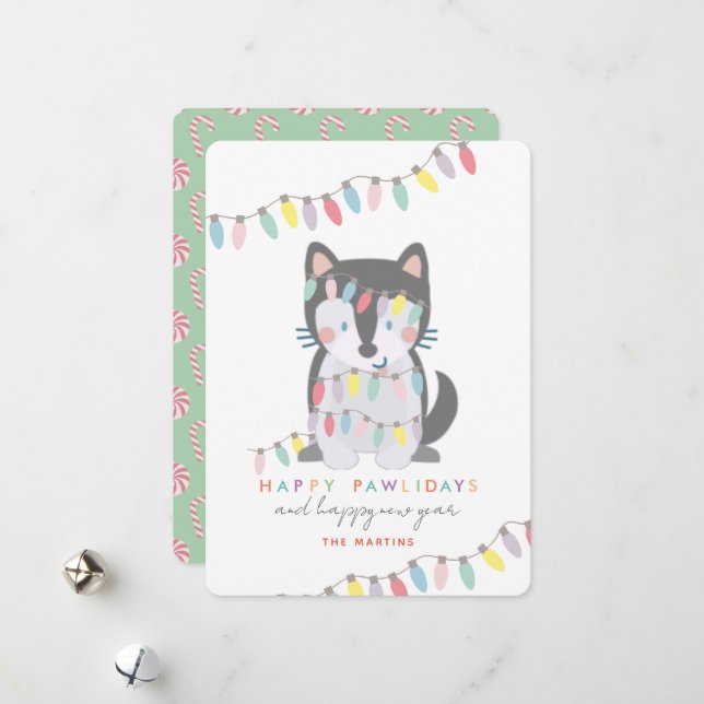 Cartão De Festividades Feliz Dia de Natal Siberiano Husky (Frente/Verso In Situ)