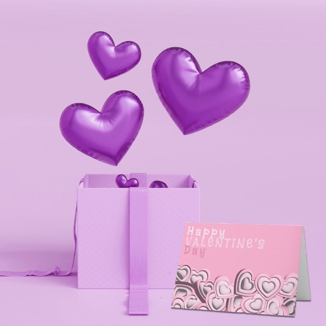 Cartão De Festividades feliz dia de os namorados 3D Blush Pink Hearts (Criador carregado)
