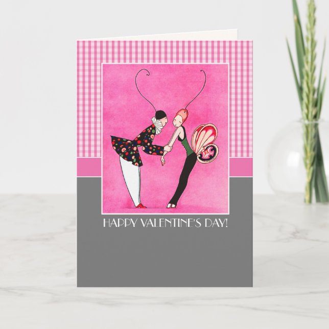 Cartão De Festividades Feliz dia de os namorados. Art Deco (Frente)