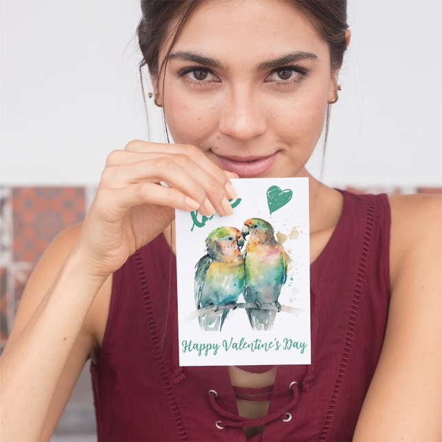 Cartão De Festividades Feliz dia de os namorados bonito com papagaios (Criador carregado)