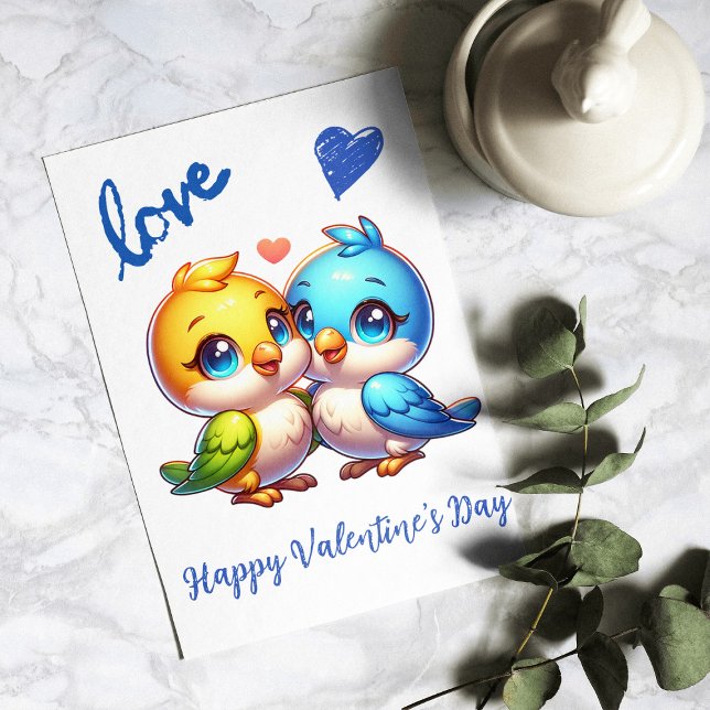 Cartão De Festividades Feliz dia de os namorados bonito com pombos (Criador carregado)