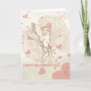 Cartão De Festividades Feliz dia de os namorados Cupido Coração Floral