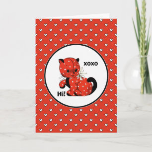 Cartão De Festividades Feliz dia de os namorados. Gatinho Vintage