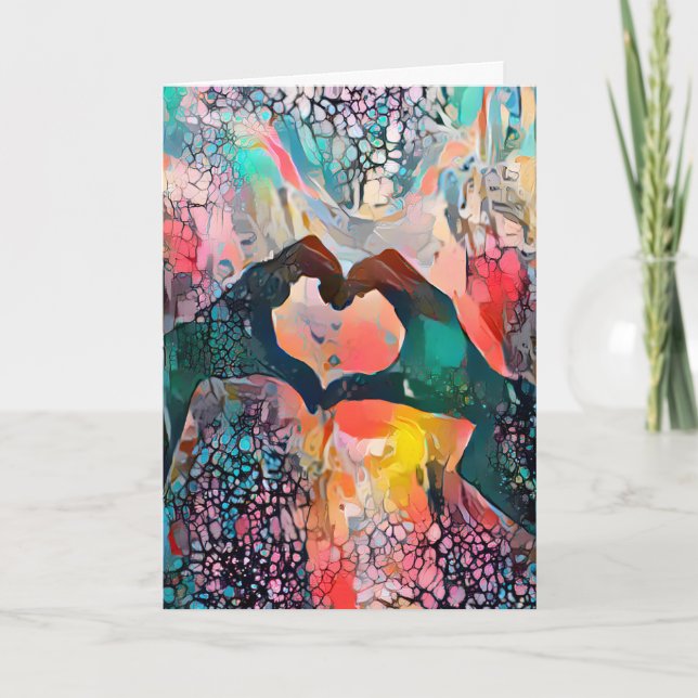 Cartão De Festividades Feliz dia de os namorados | Suas Palavras Mão Amor (Frente)