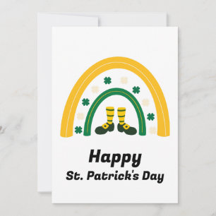 Cartão De Festividades Feliz Dia de São Patrício Arco-íris Verde Dourado