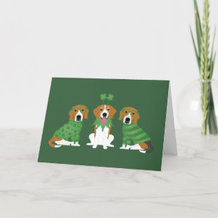 Cartão De Festividades Feliz Dia de São Patrício Beagle Dogs