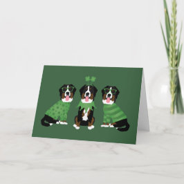 Cartão De Festividades Feliz Dia de São Patrício Bernese Mountain Dogs