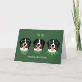 Cartão De Festividades Feliz Dia de São Patrício Bernese Mountain Dogs