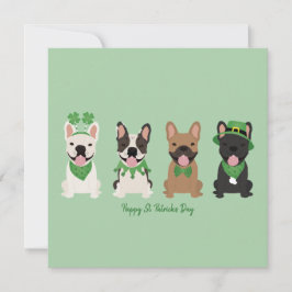 Cartão De Festividades Feliz Dia de São Patrício Bulldogues Franceses