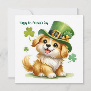 Cartão De Festividades Feliz Dia de São Patrício Cachorrinho