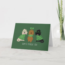 Cartão De Festividades Feliz Dia de São Patrício Cachorros Goldendoodle