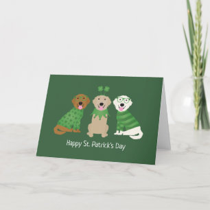 Cartão De Festividades Feliz Dia de São Patrício Cães Retriever Dourado