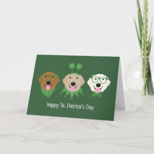 Cartão De Festividades Feliz Dia de São Patrício Cães Retriever Dourado