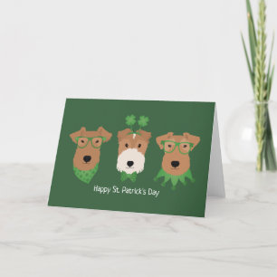 Cartão De Festividades Feliz Dia de São Patrício Cães Welsh Wire Fox Terr