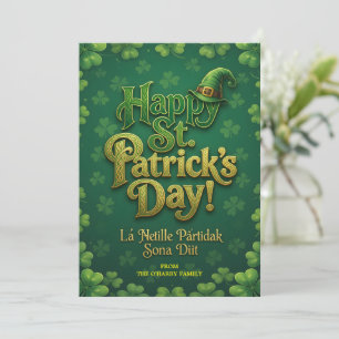 Cartão De Festividades Feliz Dia de São Patrício Celta Irlandês Chapéu de