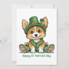 Cartão De Festividades Feliz Dia de São Patrício Corgi Cachorro