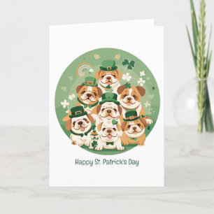 Cartão De Festividades Feliz Dia de São Patrício English Bulldogs