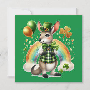 Cartão De Festividades Feliz Dia de São Patrício Kangaroo Flat Card