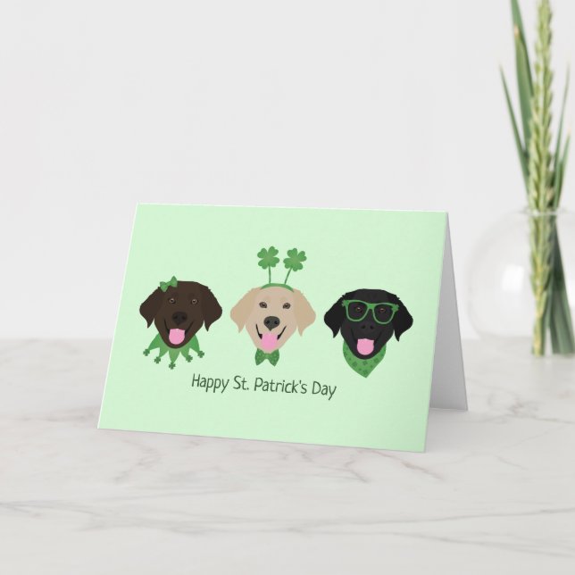 Cartão De Festividades Feliz Dia de São Patrício Labrador Retriever Cães (Frente)