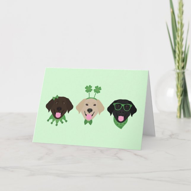 Cartão De Festividades Feliz Dia de São Patrício Labrador Retriever Dogs (Frente)