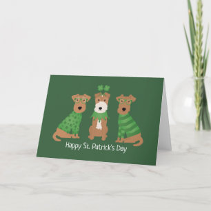 Cartão De Festividades Feliz Dia de São Patrício para os Cães Welsh Wire 