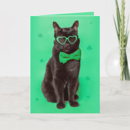 Cartão De Festividades Feliz Dia de São Patrício para qualquer Gato Preto