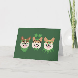 Cartão De Festividades Feliz Dia de São Patrício Pembroke Welsh Corgi Dog