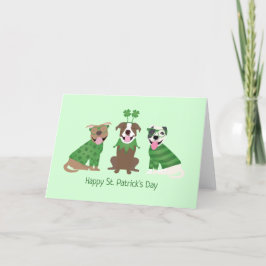 Cartão De Festividades Feliz Dia de São Patrício Pit Bull Dogs