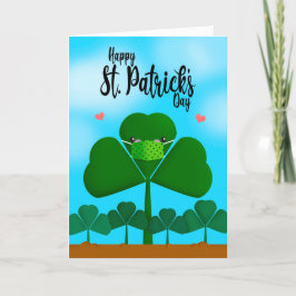 Cartão De Festividades Feliz Dia de São Patrício Shamrock no Humor Máscar