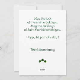 Cartão De Festividades Feliz dia de São Patrício Shamrocks foto de crianç