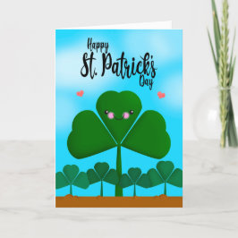 Cartão De Festividades Feliz Dia de São Patrício sorrindo Shamrock Clover