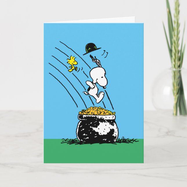 Cartão De Festividades Feliz Dia de São Patrício Woodstock (Frente)