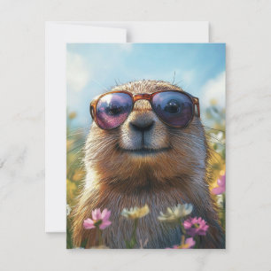 Cartão De Festividades Feliz Dia do Groundhog Cute Colorido