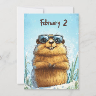 Cartão De Festividades Feliz Dia do Groundhog Cute Colorido Woodchuck
