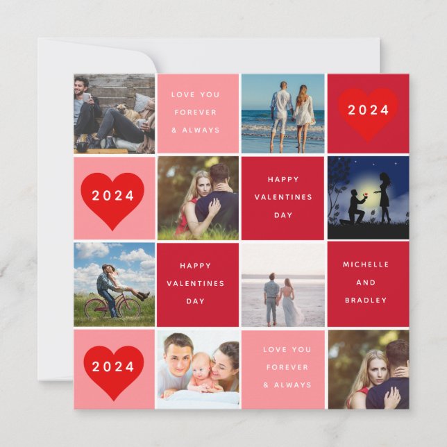 Cartão De Festividades Feliz Dia dos Namorados 8 Grade de Fotos (Frente)