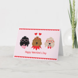 Cartão De Festividades Feliz Dia dos Namorados Cachorros Mini Goldendoodl